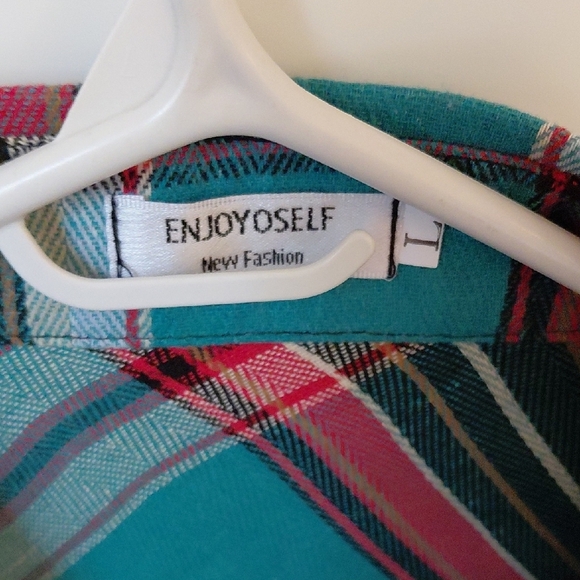 Plaid Button Down Shirt - Teal and Red - Picture 3 of 7